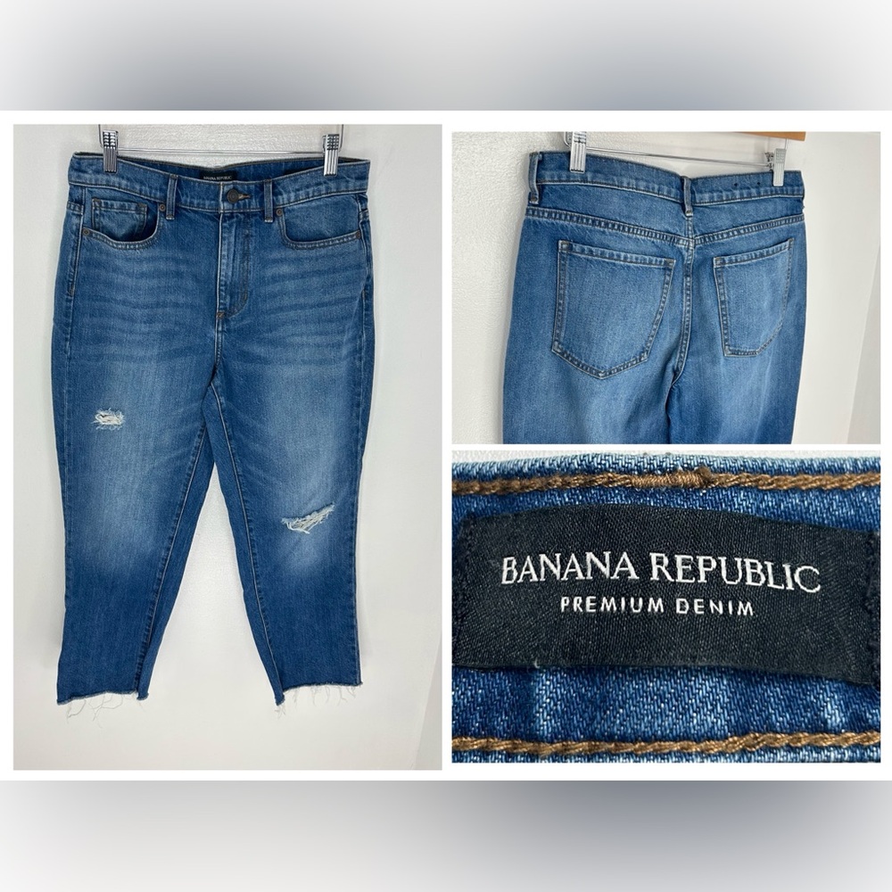 Banana Republic Vintage Straight Jeans Size 28S Raw Hem Fray Distressed‎ 28x24